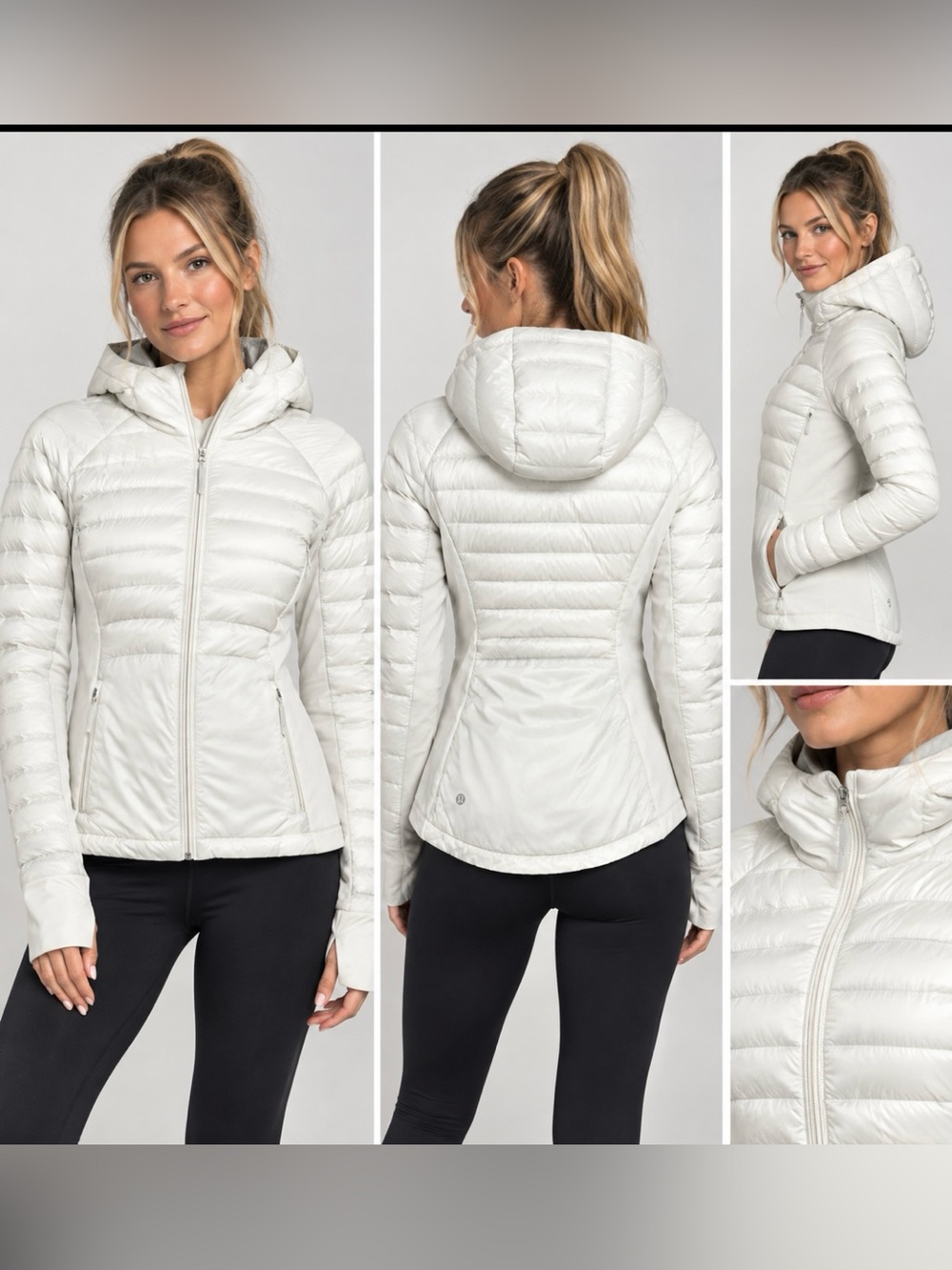 lululemon athletica White Quilted Hooded Puffer Jacket